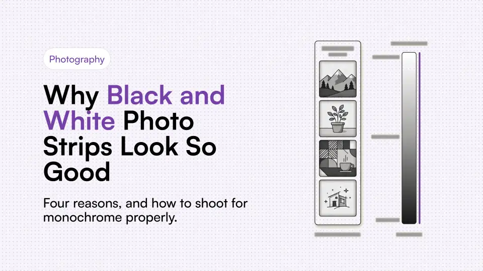 Illustration of a black and white photo strip