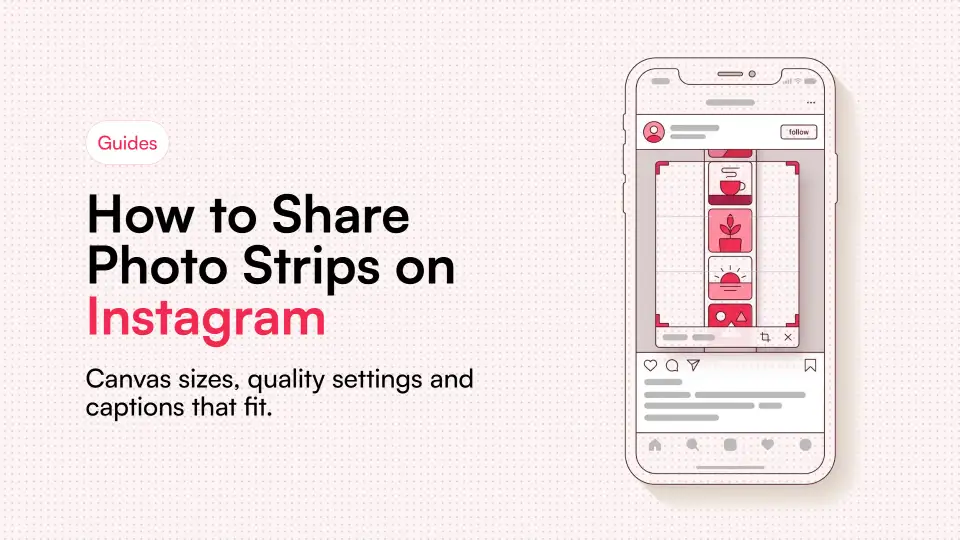 Illustration of a photo strip placed on an Instagram-sized canvas