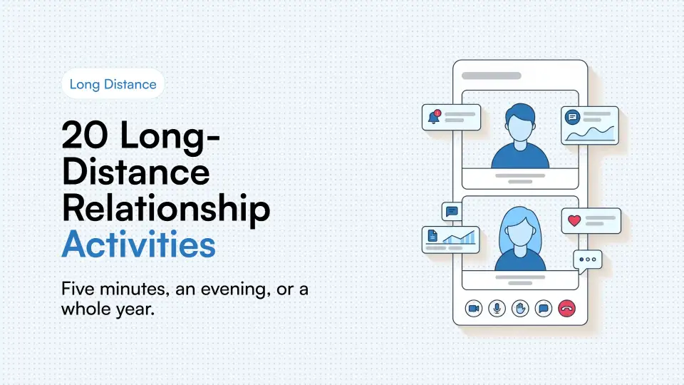 Illustration of a couple connected across two cities