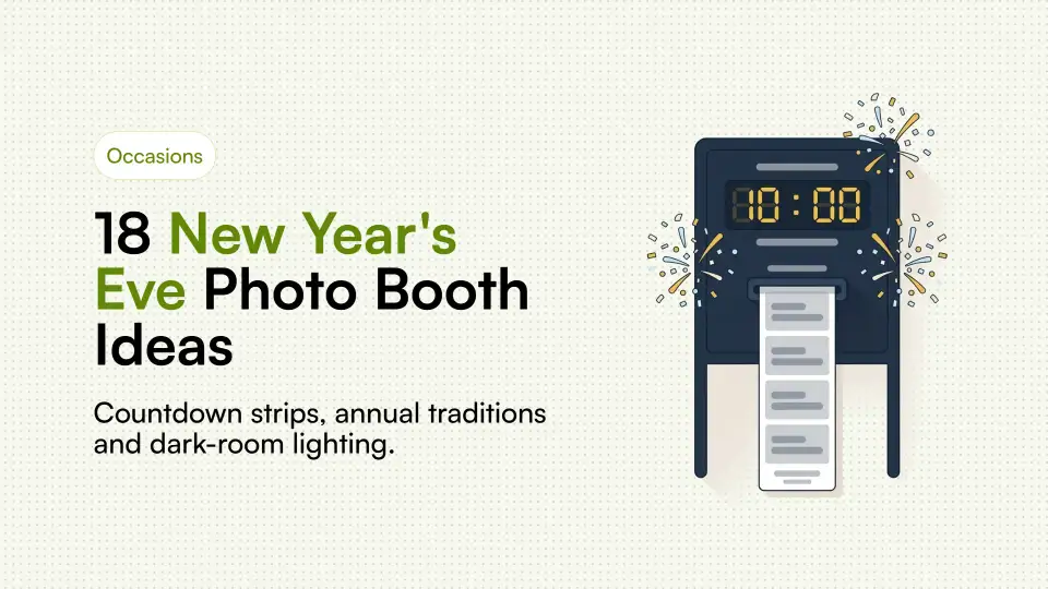 Illustration of a New Year countdown photo booth scene