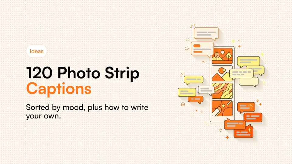 Illustration of a photo strip with caption text beneath it